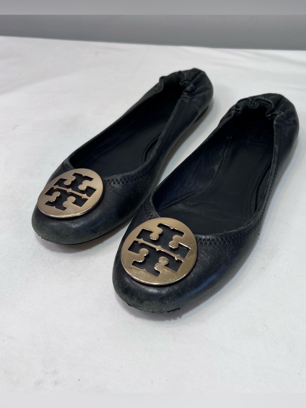 Tory Burch black leather flats size 8